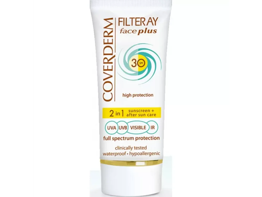 Coverderm Filteray Face Plus Sunscreen, Αντιηλιακό Προσώπου Χωρίς Χρώμα SPF30 για Λιπαρές-Ακνεϊκές Επιδερμίδες, 50ml