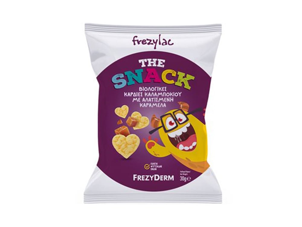 FrezyDerm Frezylac The Snack Organic Corn Salted Caramel Βιολογικές Καρδιές Καλαμποκιού με Αλατισμένη Kαραμέλα, 30gr