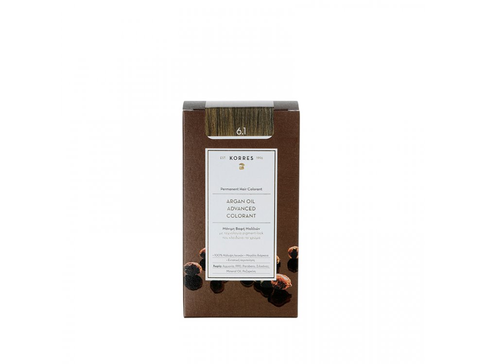 Korres Argan Oil Advanced Colorant, 6.1 Ξανθό Σκούρο Σαντρέ, 50ml