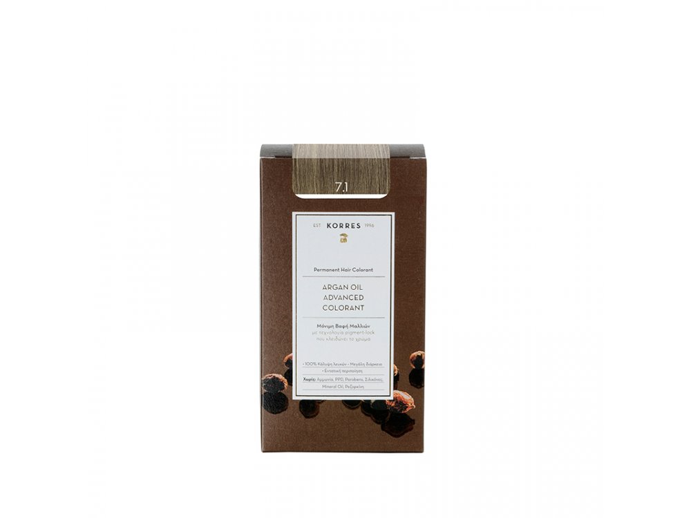 Korres Argan Oil Advanced Colorant, 7.1 Ξανθό Σαντρέ, 50ml