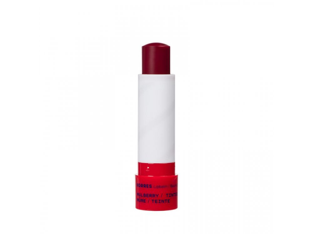 Korres Lipbalm Mulberry Tinted, Ενυδατική Φροντίδα για τα Χείλη Κόκκινα Μούρα με Χρώμα, 4.5g