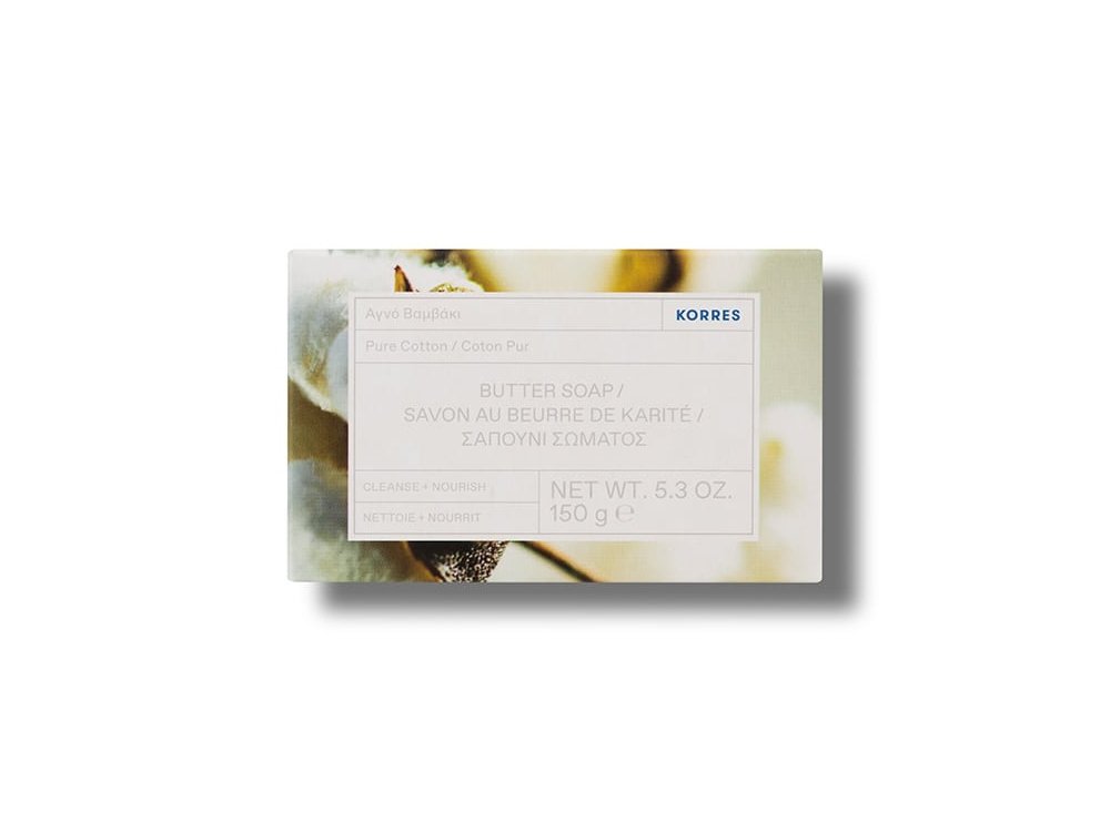 Korres Pure Cotton Butter Soap, Σαπούνι Βουτύρου Σώματος Αγνό Βαμβάκι, 150gr
