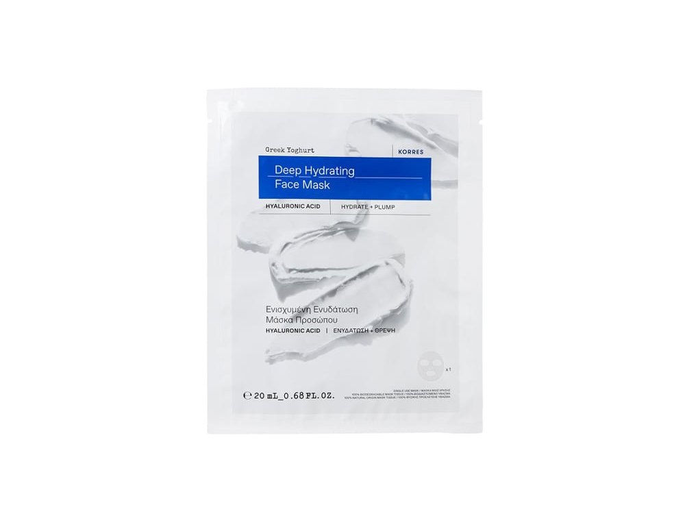 Korres Greek Yoghurt Deep Hydrating Face Mask Hyaluronic Acid, Μάσκα Προσώπου για Ενισχυμένη Ενυδάτωση με Ελληνικό Γιαούρτι, 20ml