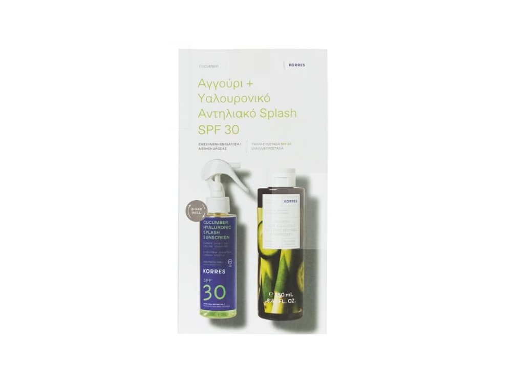 Korres Promo Cucumber & Hyaluronic Splash Sunscreen Αντηλιακό SPF30, 150ml & Αφρόλουτρο Αγγούρι Bamboo, 250ml