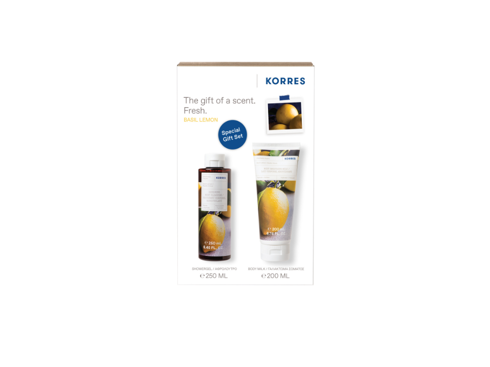 Korres Promo Basil Lemon με Body Cleanser Αφρόλουτρο, 250ml & Βody Smoothing Milk Γαλάκτωμα Σώματος, 200ml, 1σετ
