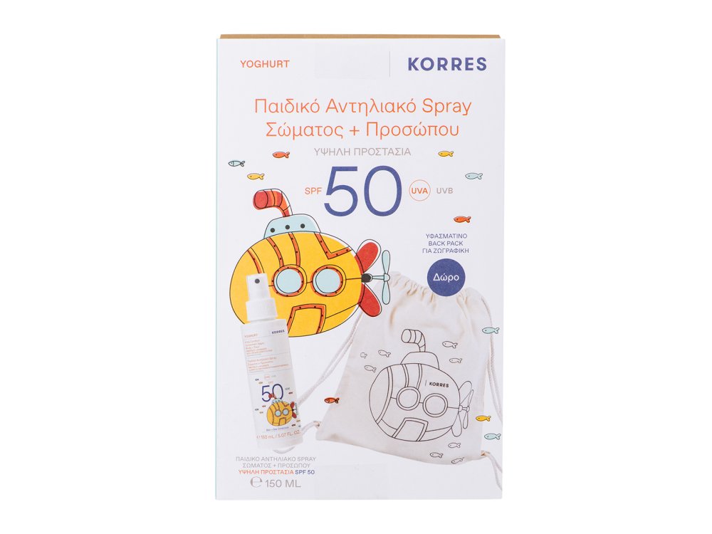 Korres Promo Παιδικό Αντηλιακό Spray Σώματος + Προσώπου Προστασίας 50SPF 150ml & Δώρο Υφασμάτινο Back Pack