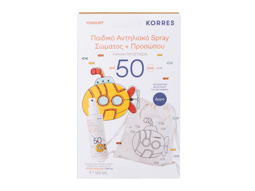 Korres Promo Παιδικό Αντηλιακό Spray Σώματος + Προσώπου Προστασίας 50SPF 150ml & Δώρο Υφασμάτινο Back Pack