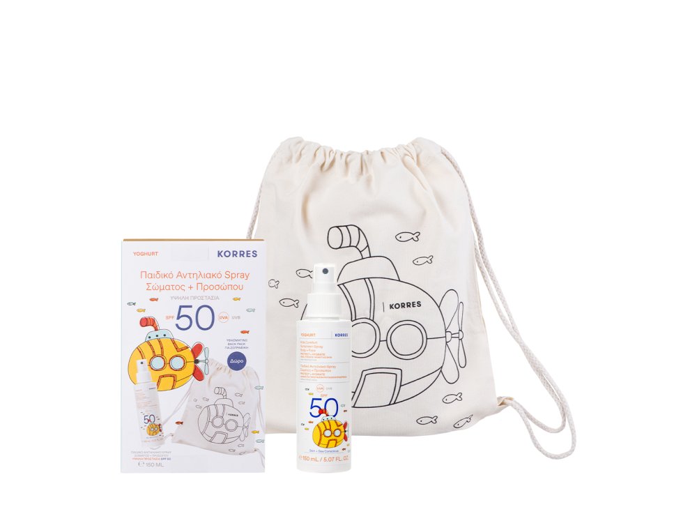 Korres Promo Παιδικό Αντηλιακό Spray Σώματος + Προσώπου Προστασίας 50SPF 150ml & Δώρο Υφασμάτινο Back Pack