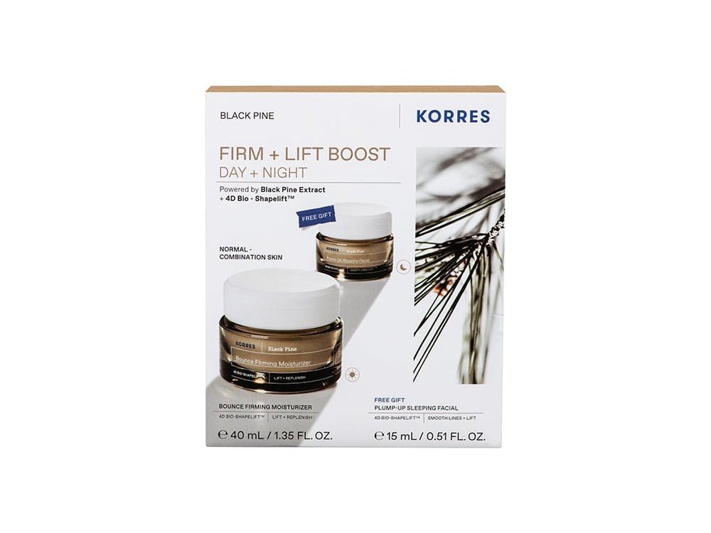 Korres Promo Black Pine Bounce Firming Moisturizer Σύσφιξη & Lifting Κρέμα Ημέρας, 40ml & Free Plump-Up Sleeping Facial Σύσφιξη & Lifting Κρέμα Νύχτας, 15ml, 1σετ