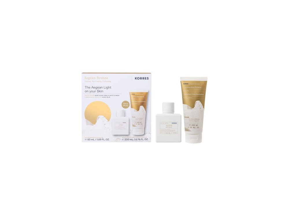 Korres Aegean Bronze Gift Set Περιποίησης Σώματος με Aegean Bronze Luminous Body Perfecter Ενυδατική Μους Λάμψης Σώματος, 200ml & Aegean Bronze Eau De Parfum, 50ml, 1σετ