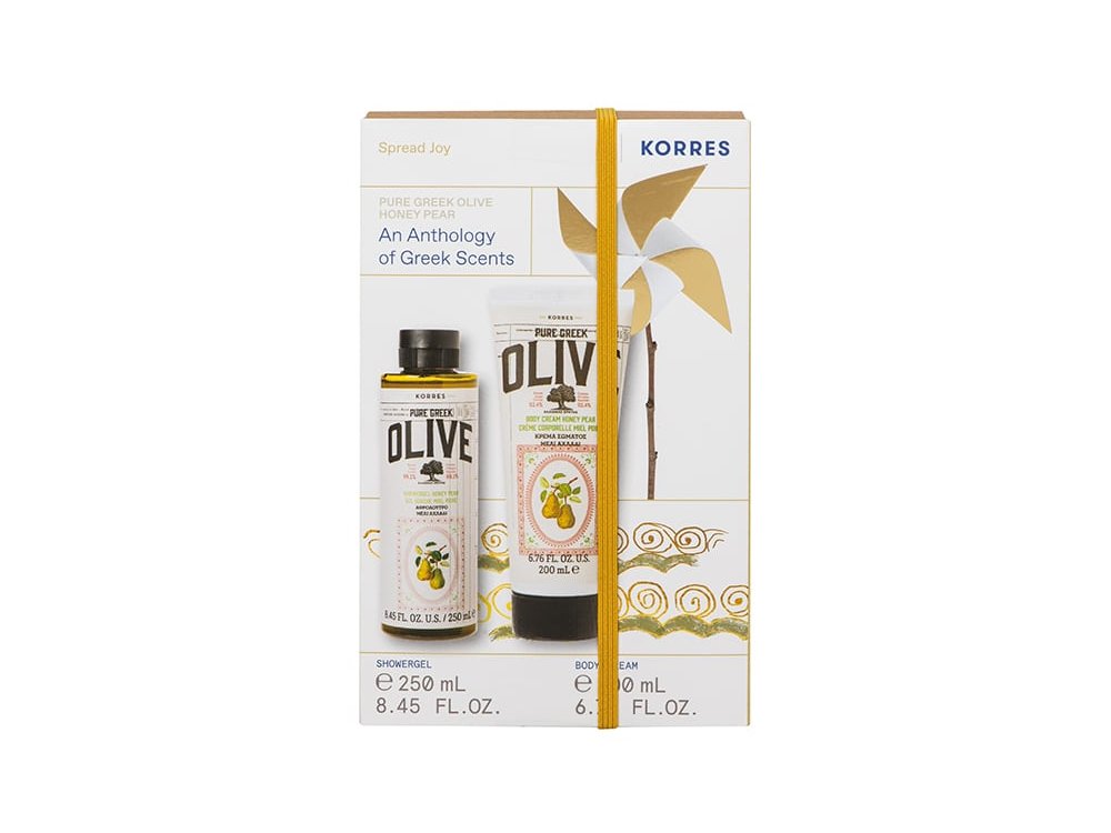 Korres Promo Pure Greek Olive Honey Pear Αφρόλουτρο, 250ml & Pure Greek Olive Honey Pear Κρέμα Σώματος, 200ml, 1σετ