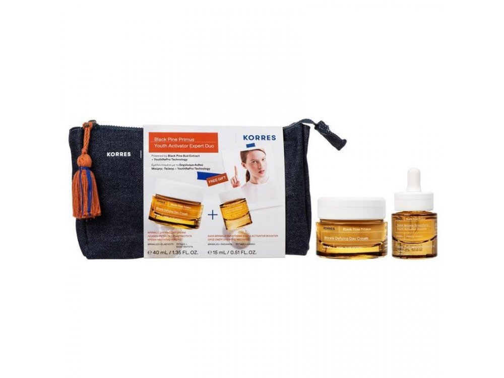 Korres Promo Black Pine Primus Wrinkle Defying Day Cream, 40ml & Δώρο 6xHA Wrinkle Smoothing Youth Activator Booster, 15ml