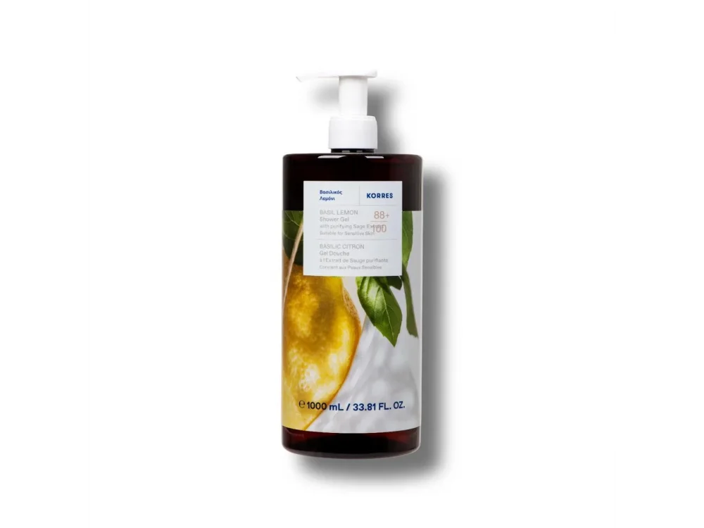 Korres Shower Gel Αφρόλουτρο Βασιλικός Λεμόνι 1000ml