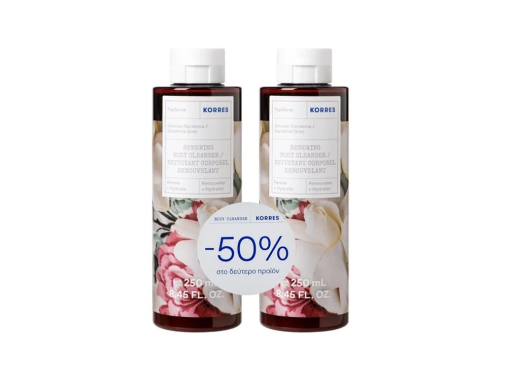 Korres Promo (- 50% στο Δεύτερο Προϊόν) Gardenia Αφρόλουτρο, 2x250ml, 1σετ