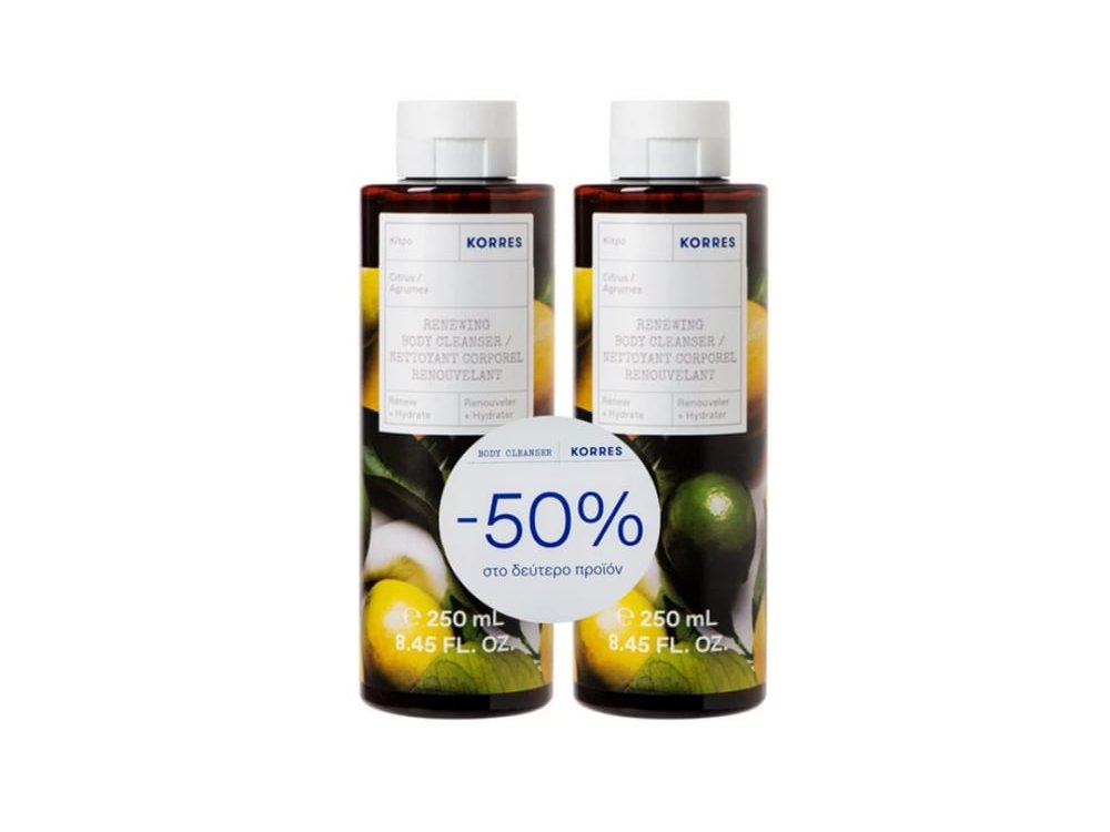Korres Promo (- 50% στο Δεύτερο Προϊόν) Citrus, Κίτρο Αφρόλουτρο, 2x250ml, 1σετ