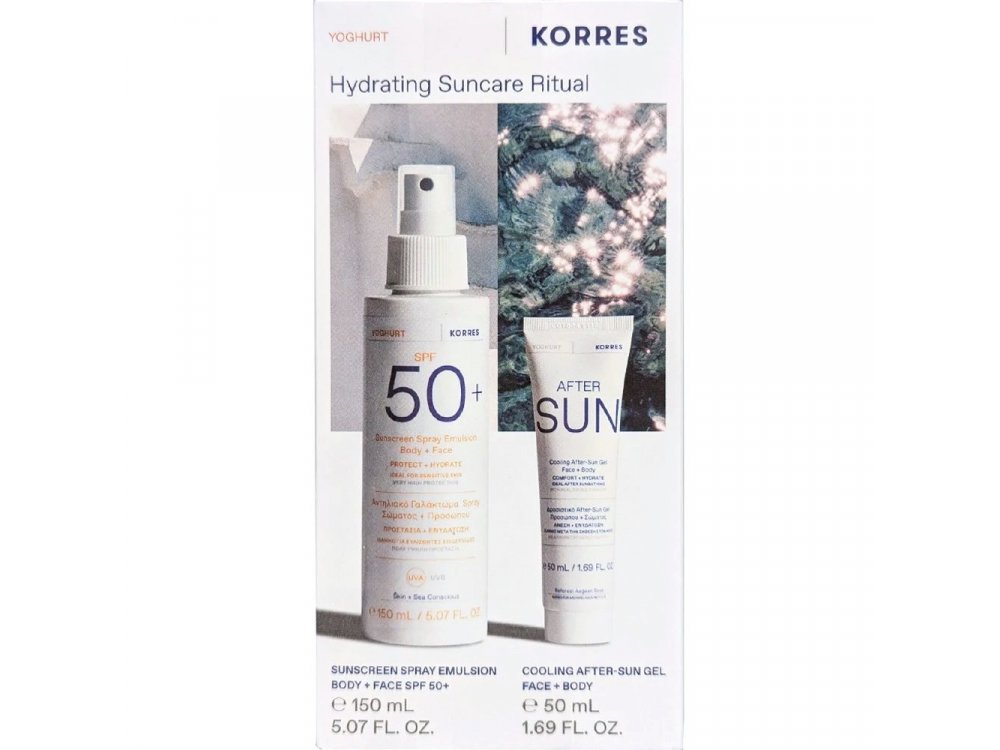Korres Promo Hydrating Suncare Ritual Υψηλή Αντηλιακή Προστασία με Yoghurt Αντηλίακό Spray για Πρόσωπο & Σώμα SPF50+, 150ml & Yoghurt Cooling After Sun Gel για Ενυδάτωση & Καταπράυνση