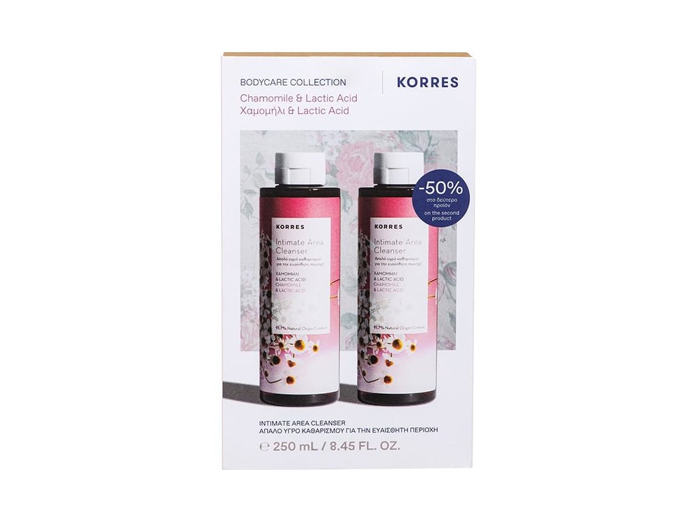 Korres Promo -50% στο 2ο Προϊόν, Intimate Υγρό Καθαρισμού Ευαίσθητης Περιοχής με Χαμομήλι & Lactic Acid, 2Χ250ml