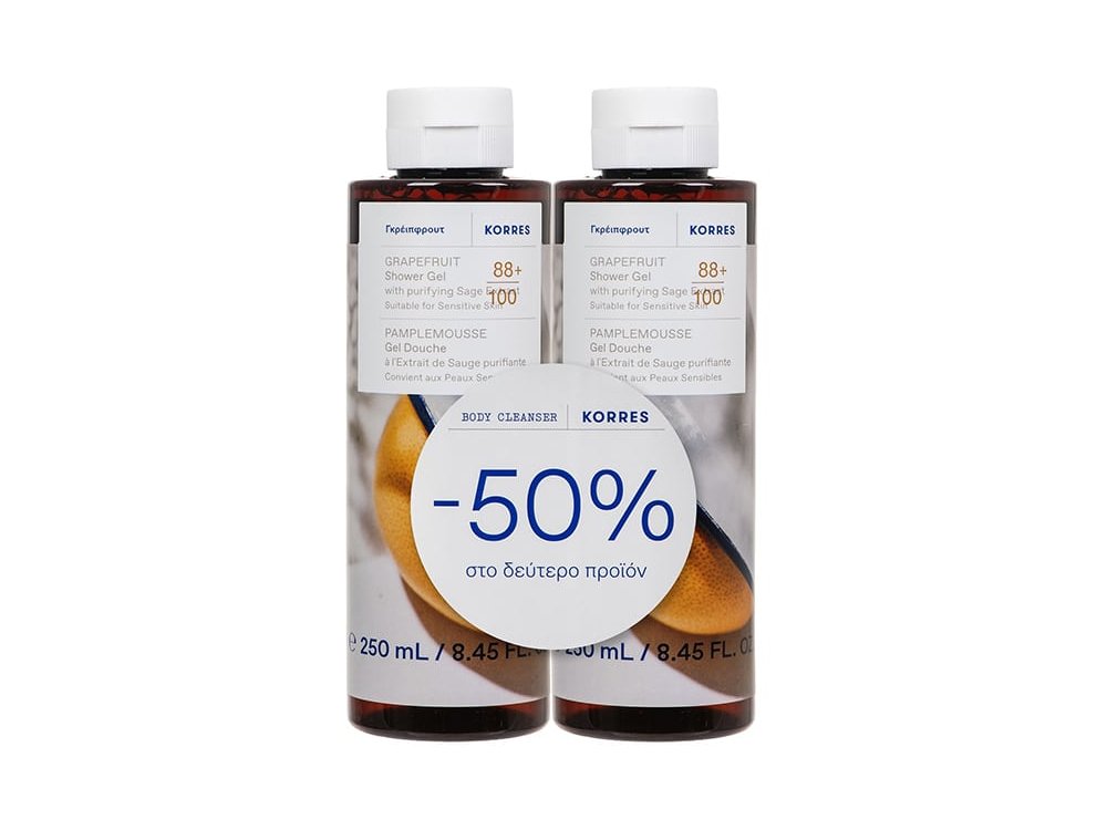 Korres Promo -50% στο 2ο Προϊόν, Grapefruit Shower Gel 2x250ml, 1 σετ