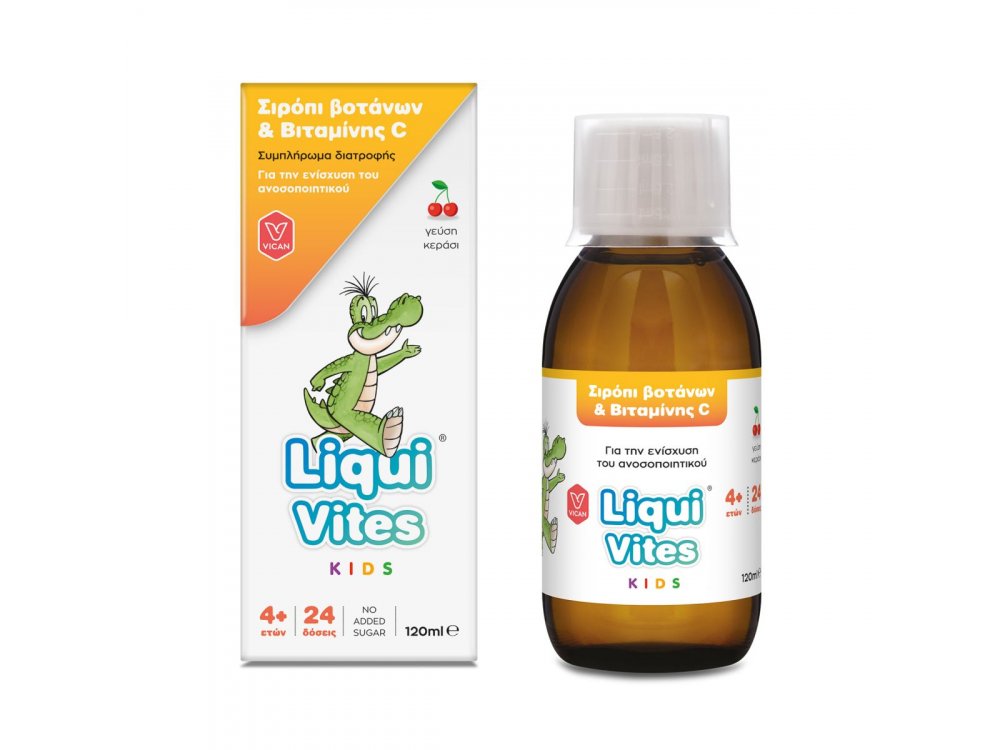Liqui Vites Kids, Συμπλήρωμα Διατροφής με Βότανα & Βιταμίνη C με Γεύση Κεράσι, 120ml