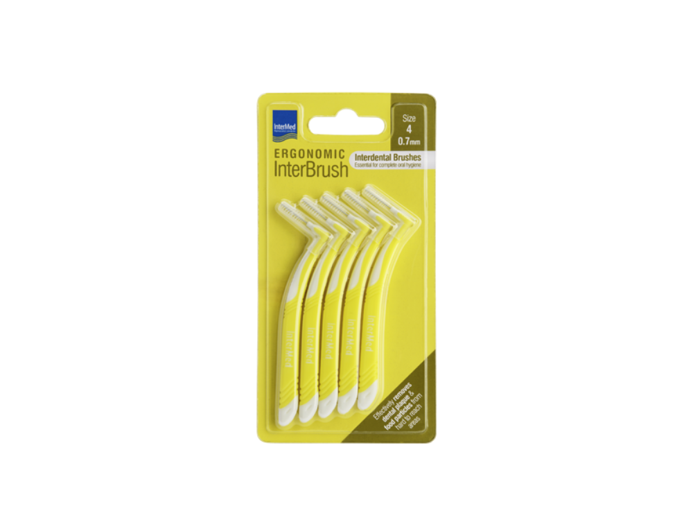 Intermed Ergonomic Interbrush Μεσοδόντια Βουρτσάκια Κίτρινο Size 4 - 0.7mm, 5τμχ