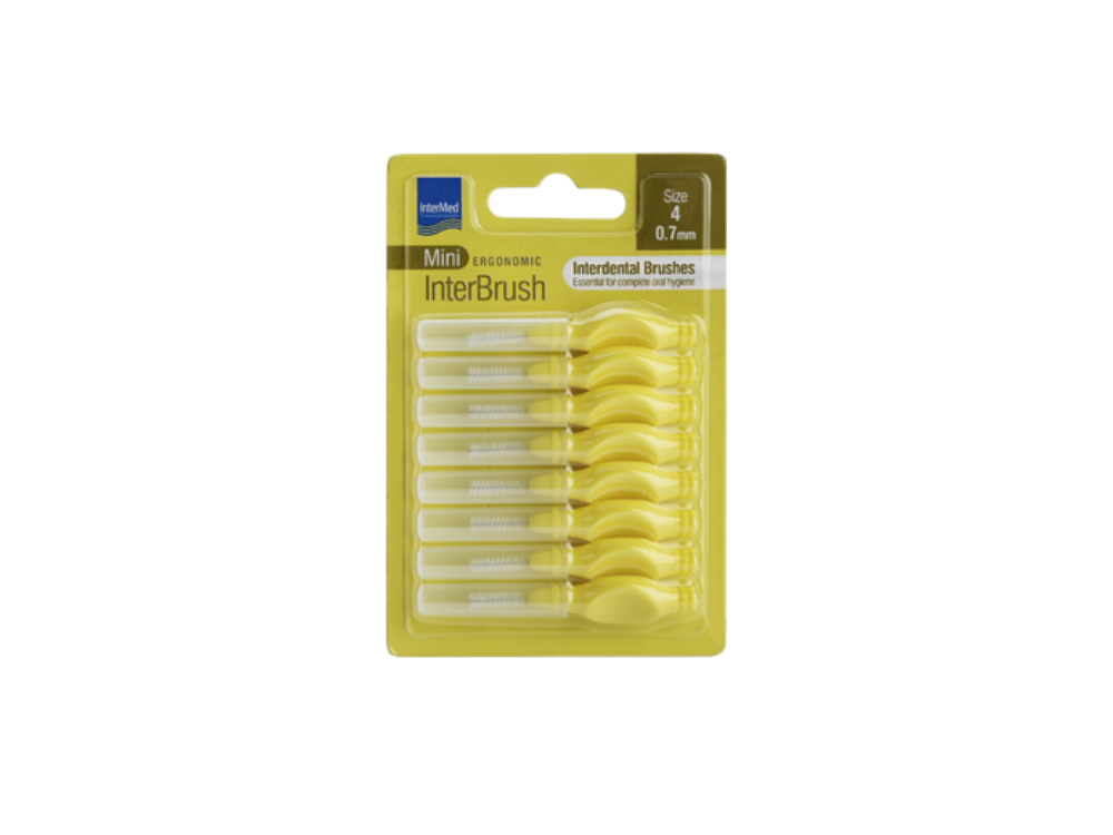 Intermed Ergonomic Mini Μεσοδόντια Βουρτσάκια με Λαβή Size 4 - 0.7mm Κίτρινο, 8τμχ