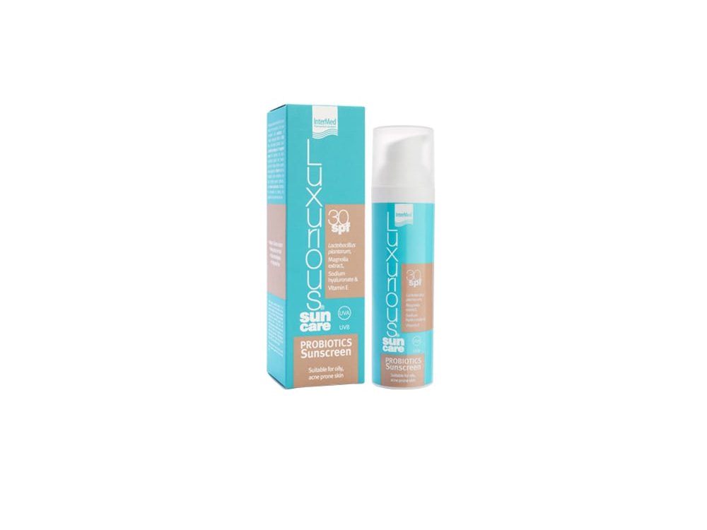 Intermed Luxurious Suncare Probiotics Sunscreen SPF30, Αντηλιακό Γαλάκτωμα Προσώπου με Προβιοτικά, 75ml