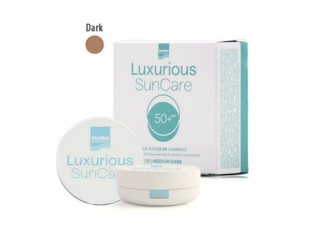 Intermed Luxurious Sun Care Silk Cover BB Compact Dark SPF50+ Πούδρα Υψηλής Αντηλιακής Προστασίας για Κάλυψη των Ατελειών & Φυσικό Ματ Αποτέλεσμα, 12gr