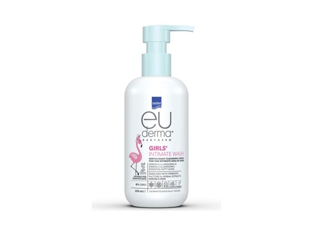 Intermed Euderma Babyderm Girls' Intimate Wash Καθημερινό Καθαριστικό Υγρό για την Ευαίσθητη Περιοχή των Κοριτσιών, 250ml