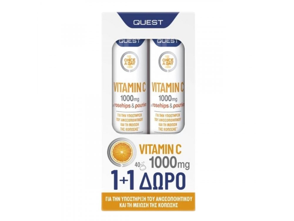 Quest Vitamin C With Rosehips & Rutin 1000mg, 20&20eff.tabs