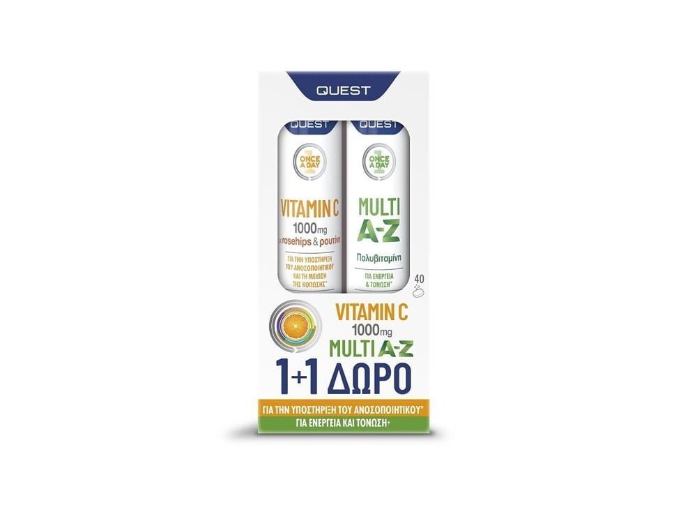 Quest Promo Once a Day Multi A-Z, 20eff.tabs & Δώρο Once a Day Vitamin C With Rutin & Rosehips, 20eff.tabs, 1σετ