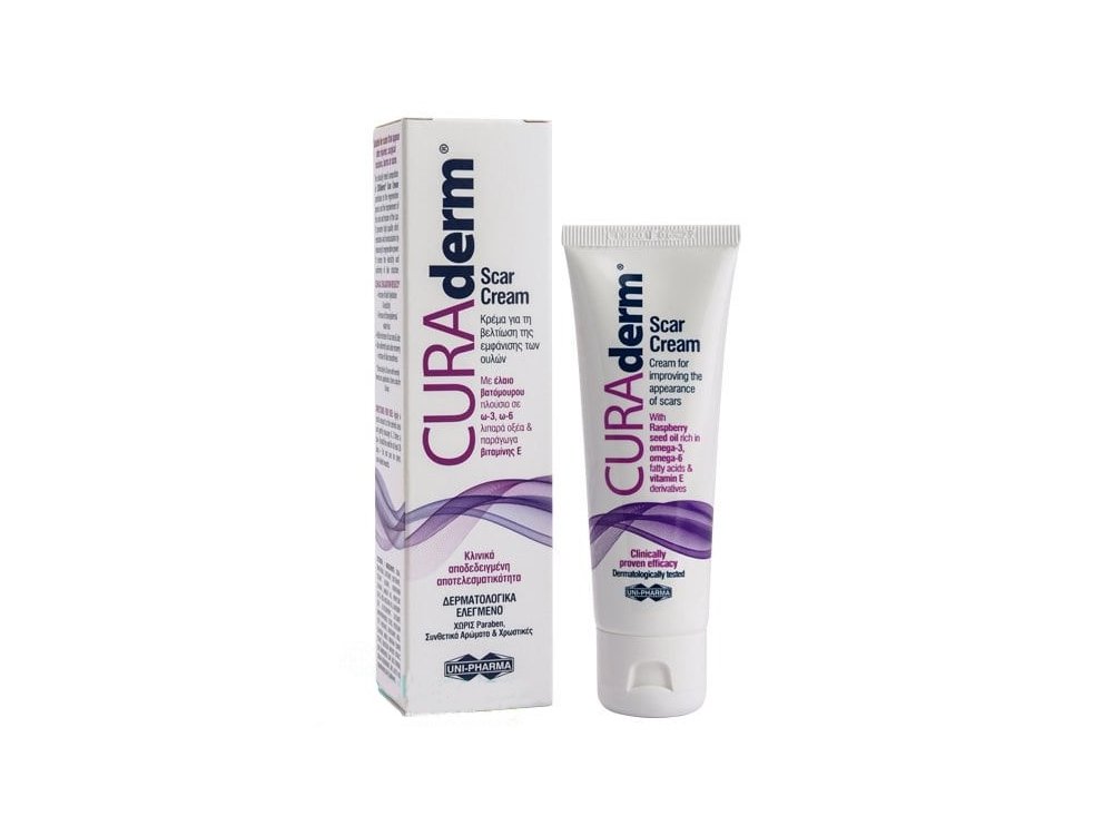 UniPharma Curaderm Scar Cream Κρέμα για την Βελτίωση της Εμφάνισης των Ουλών, 50ml