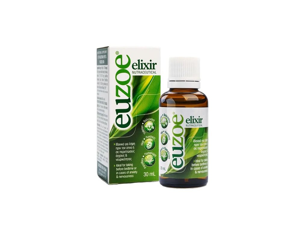 UniPharma Euzoe Elixir Φόρμουλα Βαλεριάνας για το Άγχος & την Αϋπνία, 30ml