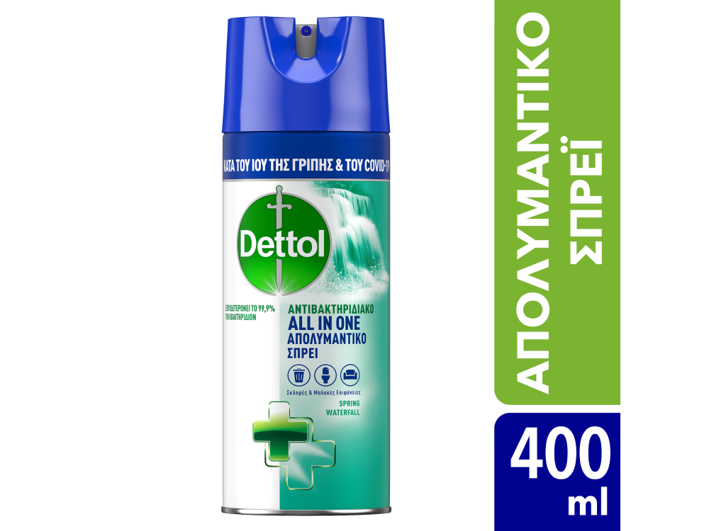 Dettol All in One Spring Waterfall Spray, Απολυμαντικό Σπρέϊ, 400ml
