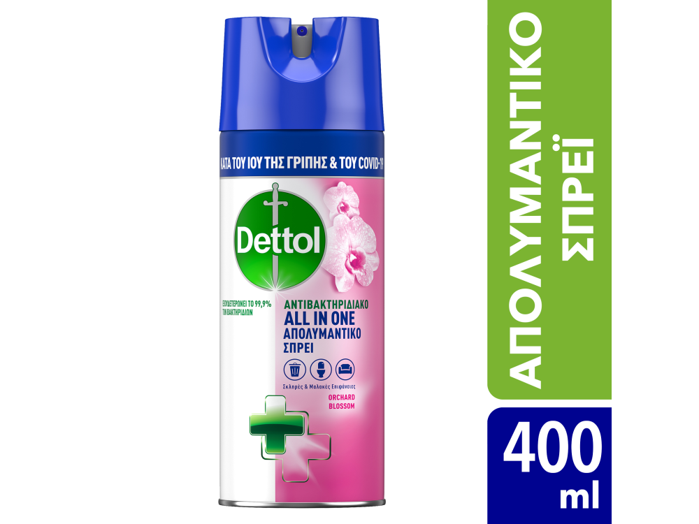 Dettol All in One Orchard Blossom Spray, Απολυμαντικό Σπρέϊ, 400ml