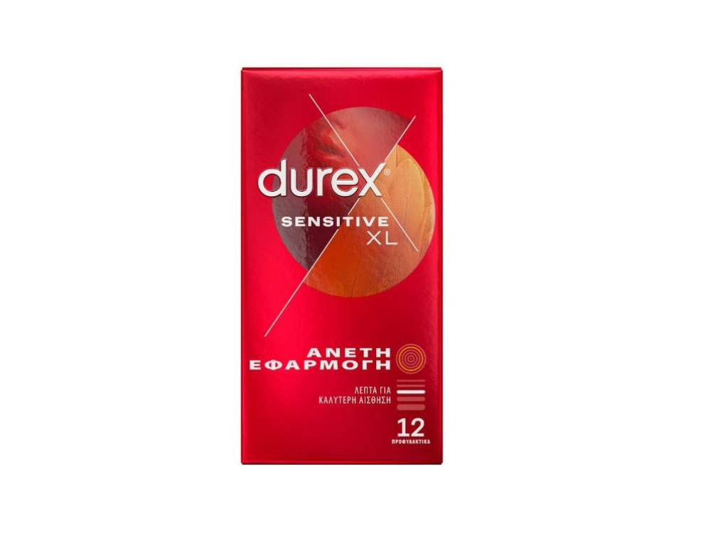 Durex Sensitive XL Προφυλακτικά Λεπτά με Άνετη Εφαρμογή, 12τμχ