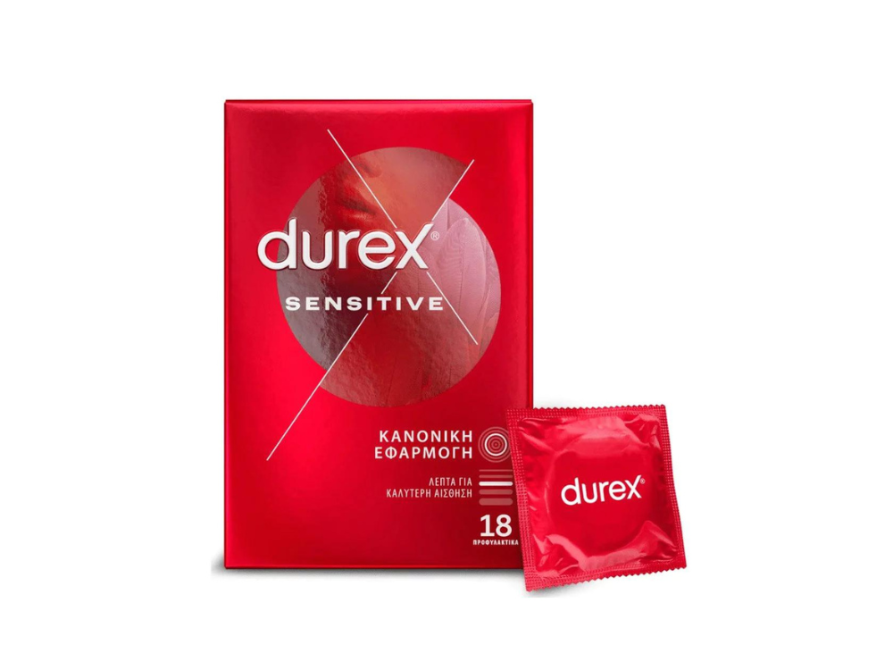 Durex Sensitive Προφυλακτικά Λεπτά για Μεγαλύτερη Ευαισθησία, 18τμχ