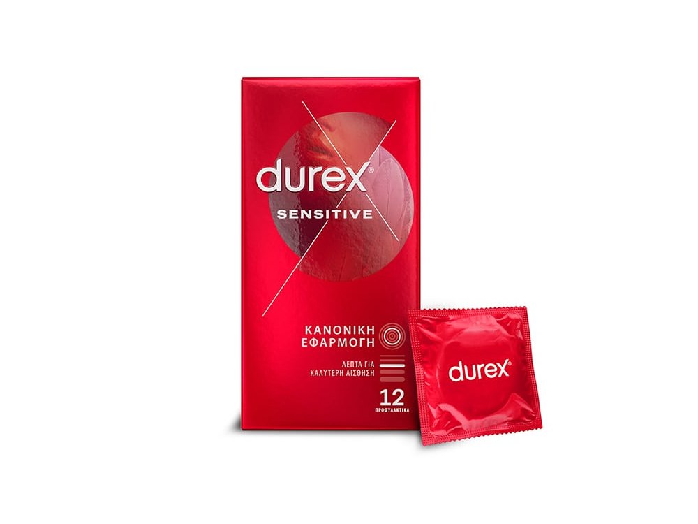 Durex Sensitive Προφυλακτικά Λεπτά για Μεγαλύτερη Ευαισθησία, 12τμχ