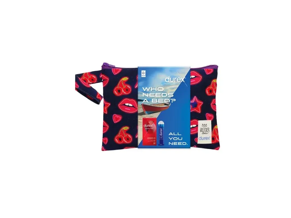 Durex Summer x Bleecker & Love Limited Edition Kit με Durex Sensitive, 12τεμ, Λιπαντικό Classic H2O, 50ml & Νεσεσέρ Bleecker & Love, 1τεμ, 1σετ
