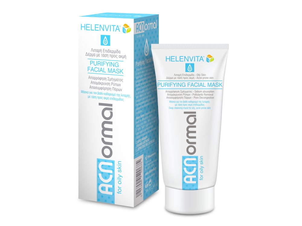 Helenvita ACNormal Purifying Facial Mask, Μάσκα για τον βαθύ καθαρισμό της λιπαρής, με τάση προς ακμή επιδερμίδας, 75ml