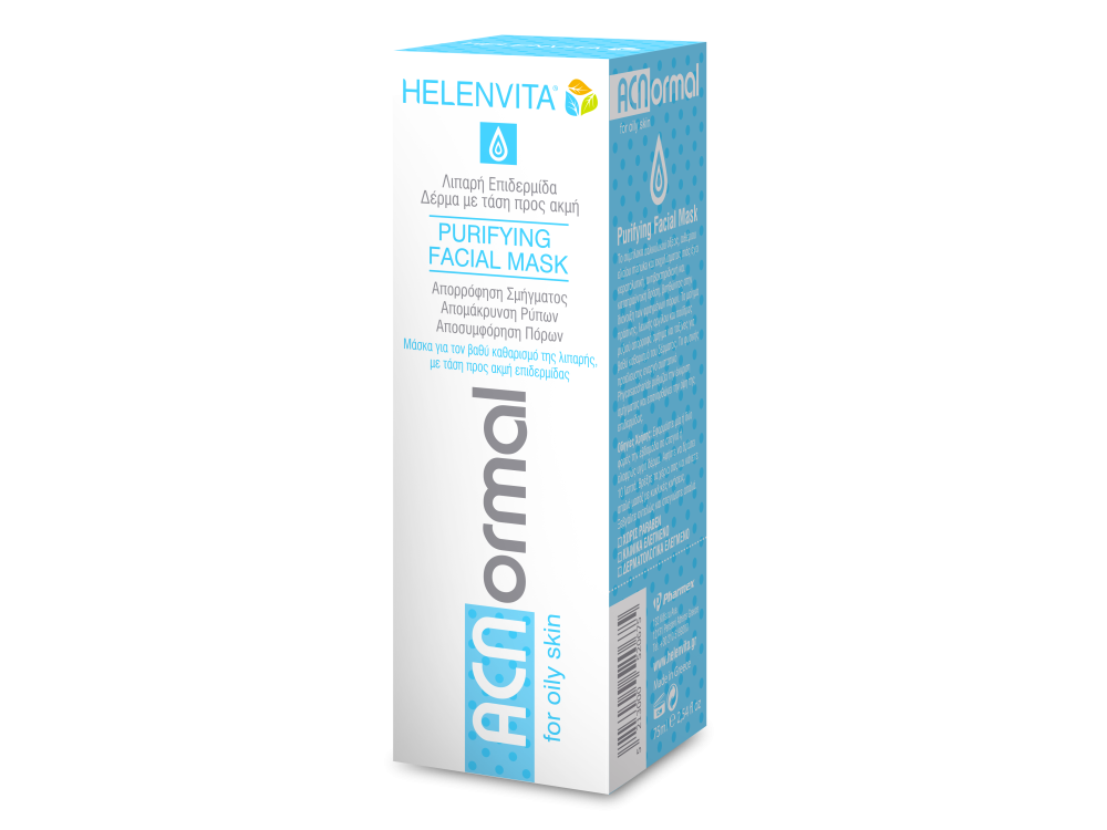 Helenvita ACNormal Purifying Facial Mask, Μάσκα για τον βαθύ καθαρισμό της λιπαρής, με τάση προς ακμή επιδερμίδας, 75ml
