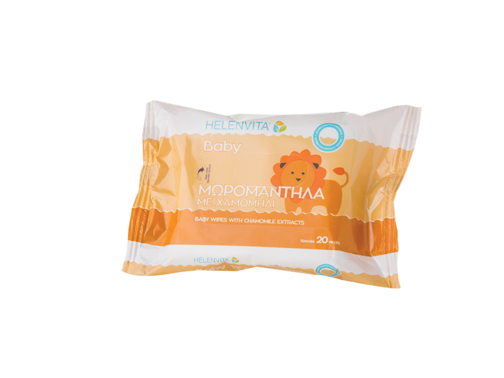 Helenvita Baby Wipes Mωρομάντηλα με εκχύλισμα χαμομηλιού, 20τμχ