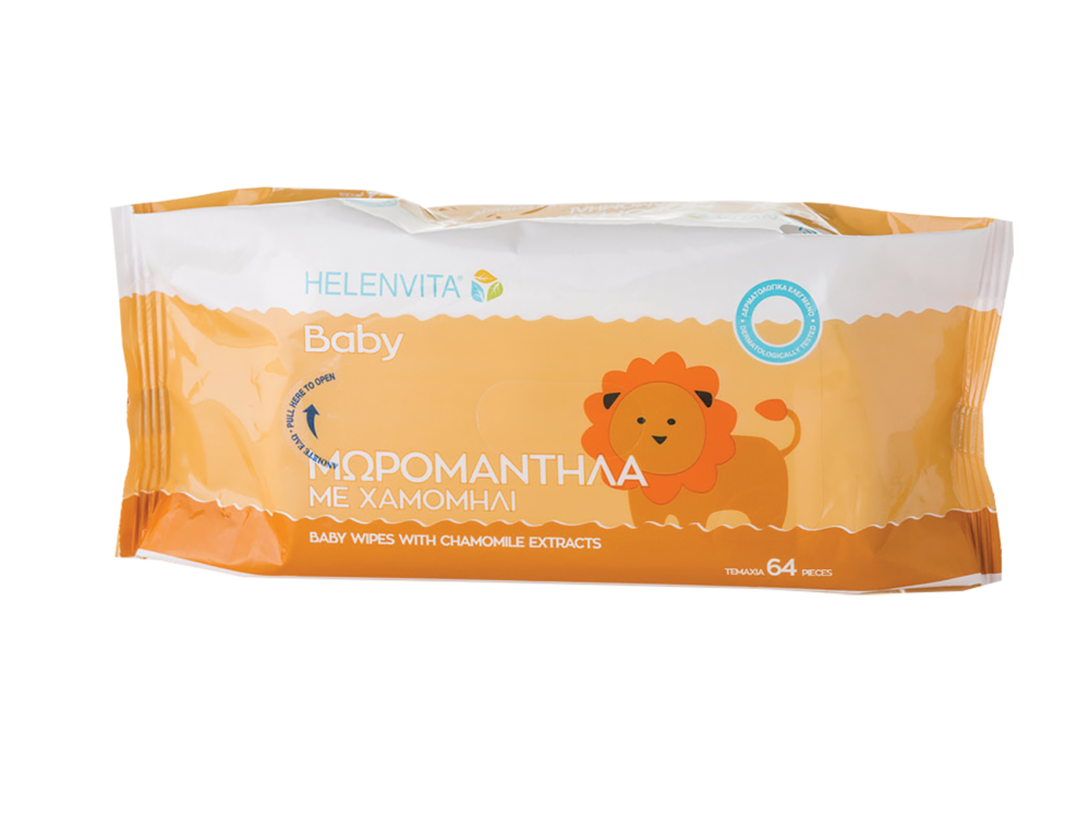 Helenvita Baby Wipes Mωρομάντηλα με εκχύλισμα χαμομηλιού, 64τμχ