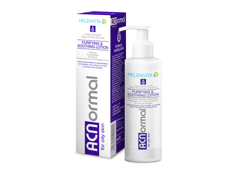 Helenvita ACNormal Purifying & Soothing Lotion, Καθαριστική & Καταπραϋντική Λοσιόν για Λιπαρές Επιδερμίδες, 200ml