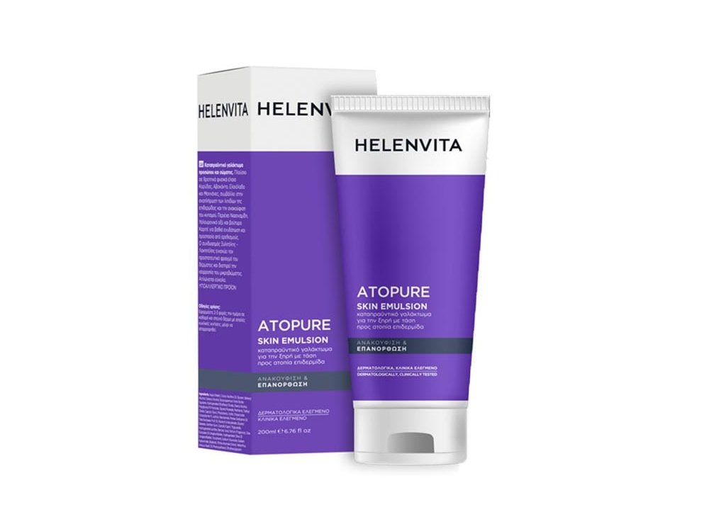 Helenvita Atopure Skin Emulsion, Καταπραϋντικό Γαλάκτωμα Καθημερινής Χρήσης για Πρόσωπο & Σώμα, 200ml
