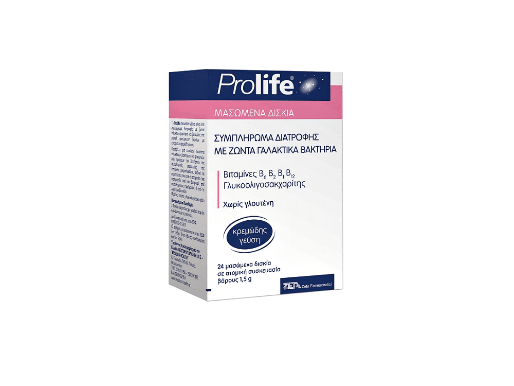 Prolife Συμπλήρωμα Διατροφής με γαλακτικά βακτήρια & βιταμίνες, 24 chew. tabs