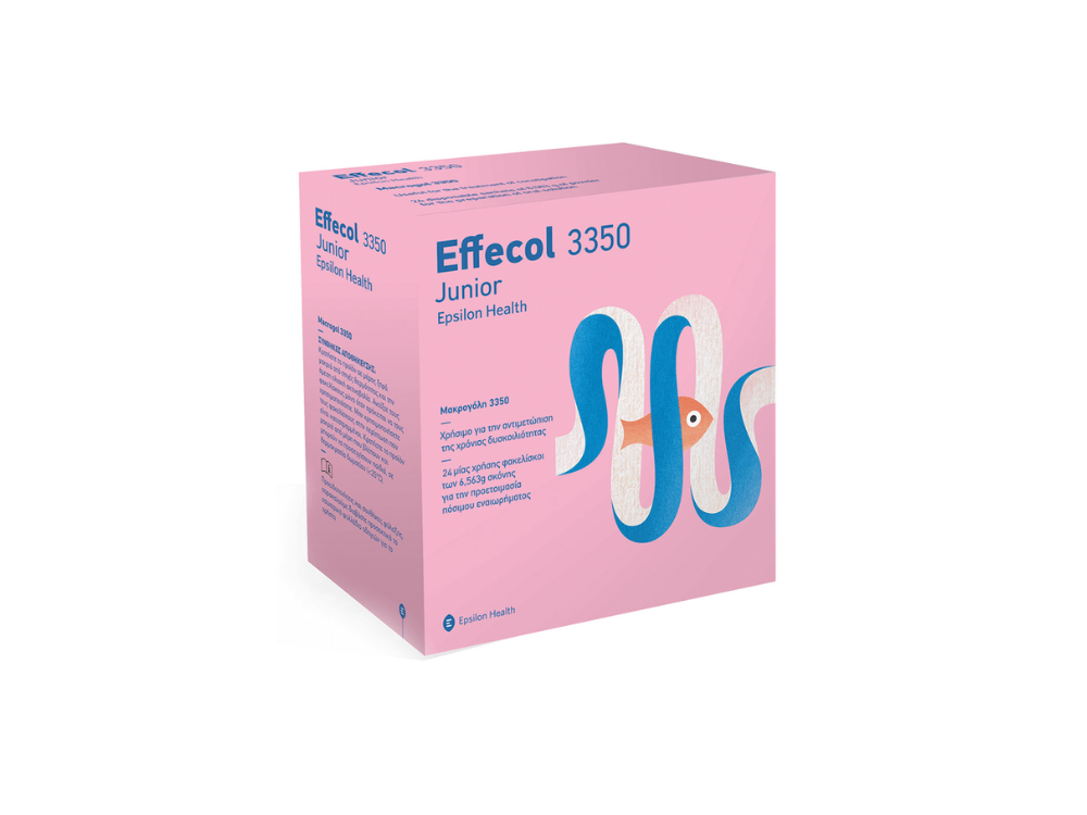 Epsilon Health Effecol 3350 Junior Μακρογόλη για την αντιμετώπιση της δυσκοιλιότητας, 24 φακελίσκοι