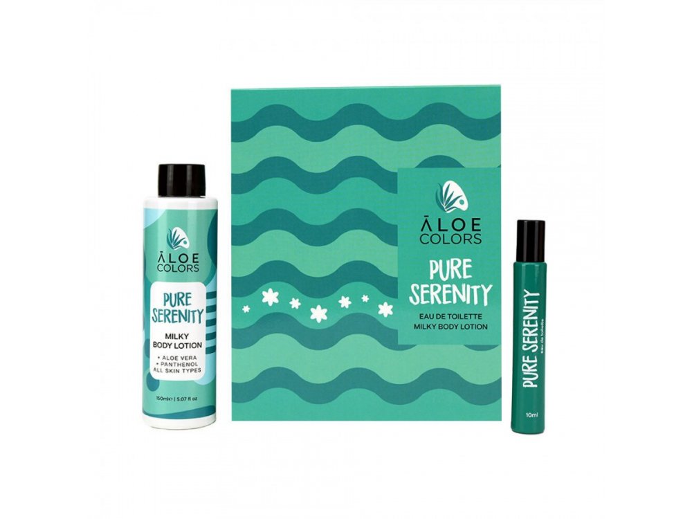 Aloe Colors Pure Serenity, Σετ Δώρου με Pure Serenity Milky Body Lotion Κρέμα Σώματος, 150ml & Pure Serenity Eau De Toilette Άρωμα, 10ml, 1σετ