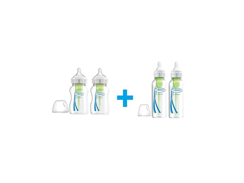 Dr. Brown’s Πακέτο Προσφοράς με Options+ Anti-Colic Πλαστικό Μπιμπερό με Στενό Λαιμό, 2x270ml & Options+ Anti-Colic Πλαστικό Μπιμπερό με Φαρδύ Λαιμό, 2x330ml, 1σετ