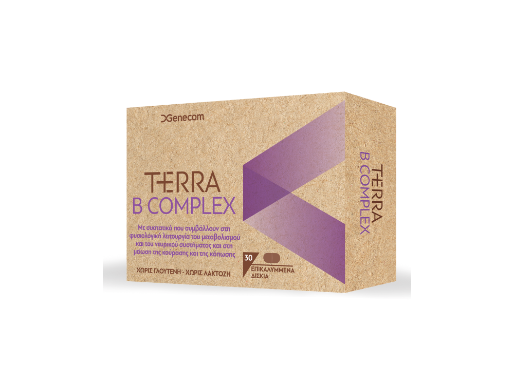 Genecom Terra B-Complex Συμπλήρωμα Διατροφής με Βιταμίνες του Συμπλέγματος Β, 30tabs
