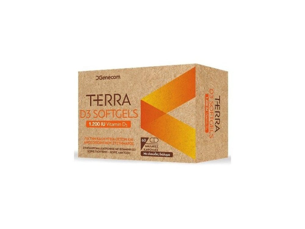 Genecom Terra Vitamin D3 1.200 IU Softgels Συμπλήρωμα Διατροφής με Βιταμίνη D3, 60caps